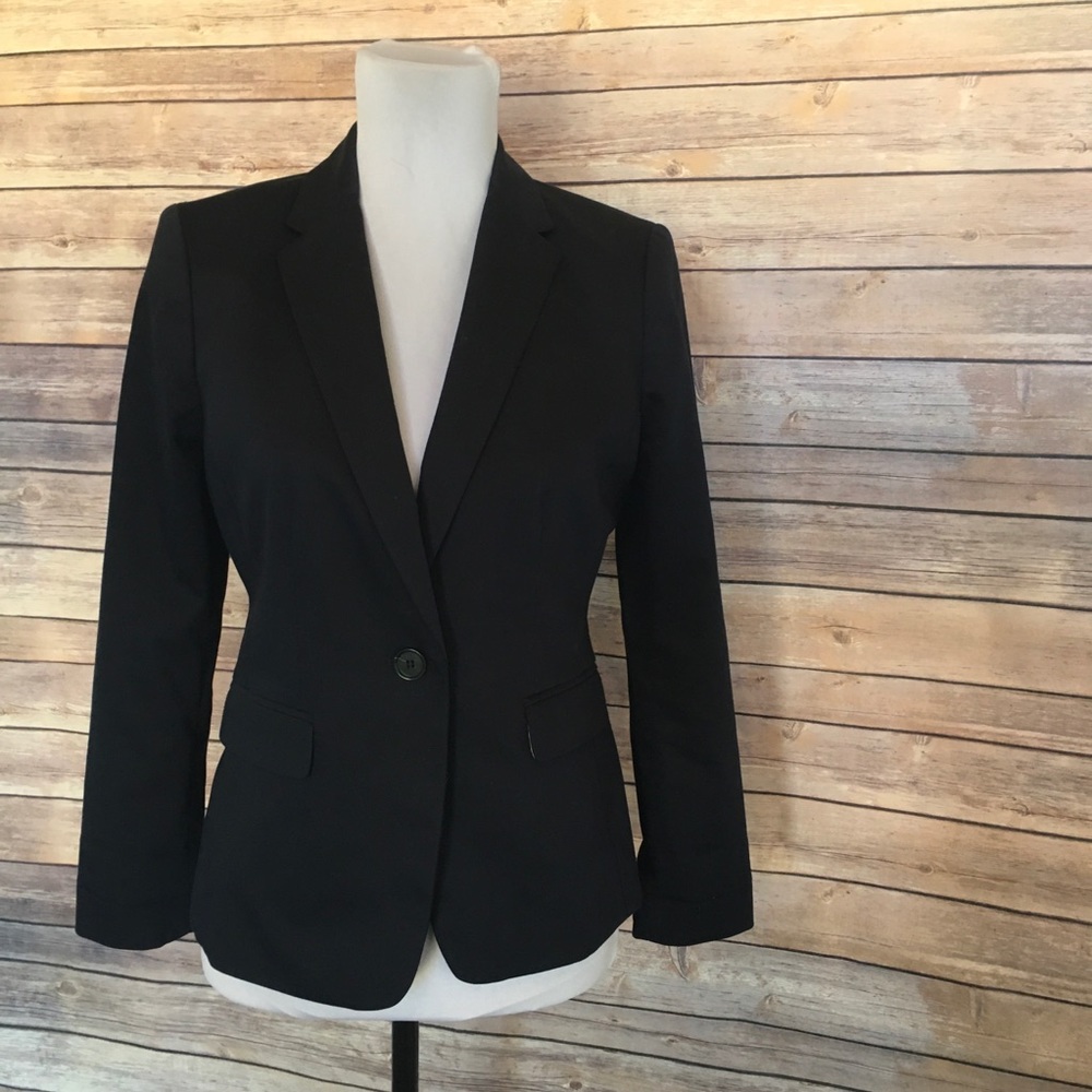 Ann Taylor Petite Lined Navy One Button Blazer